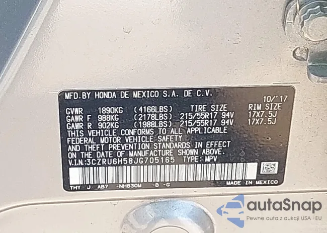 3CZRU6H58JG705165: 42163097