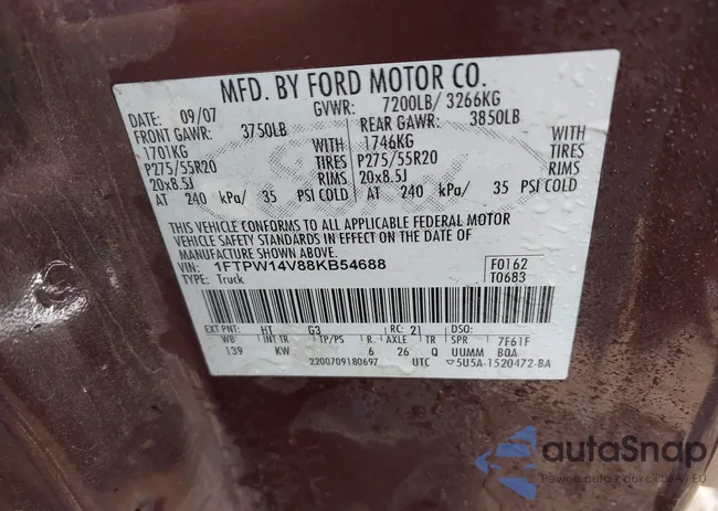 1FTPW14V88KB54688: 42163154