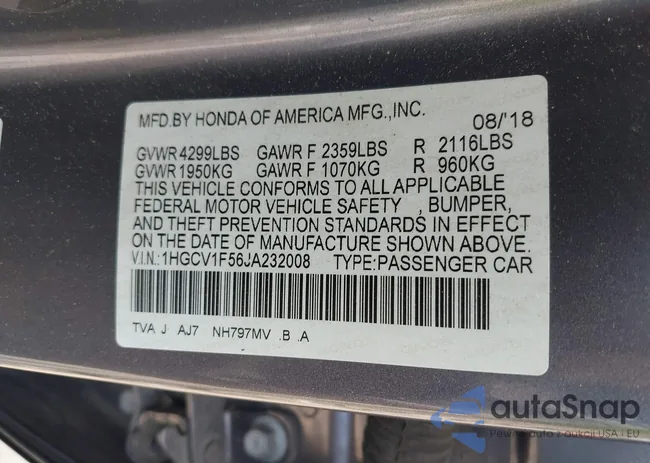 1HGCV1F56JA232008: 42164517