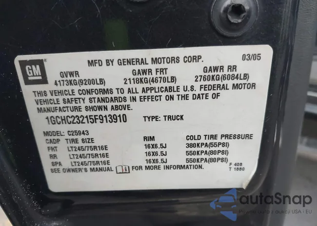 1GCHC23215F913910: 42164827