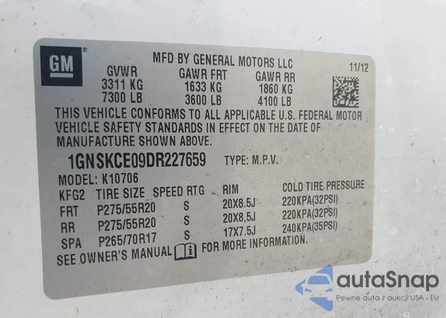 1GNSKCE09DR227659: 42164877