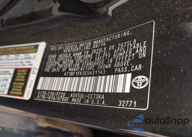 4T1BF1FK3EU431143: 42165053