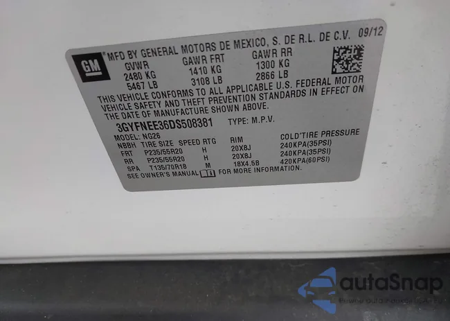 3GYFNEE36DS508381: 42164119