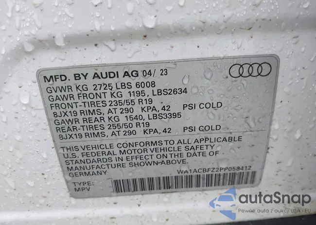 WA1ACBFZ2PP058412: 42164300