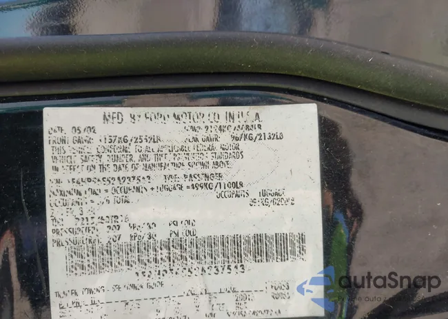 1FAHP56S52A237543: 42164406