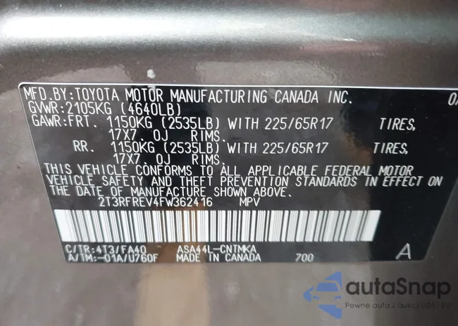 2T3RFREV4FW362416: 42165505