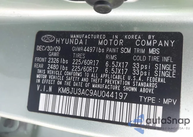 KM8JU3AC9AU044197: 42165713