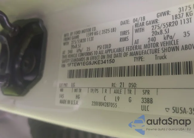 1FTEW1EG9JKE34150: 42165725