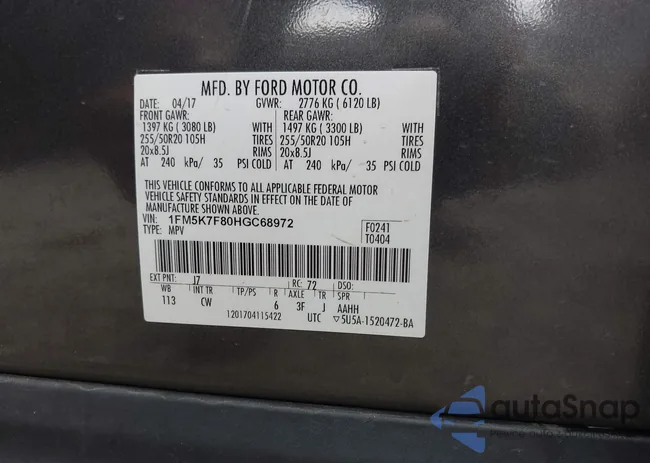 1FM5K7F80HGC68972: 42165846