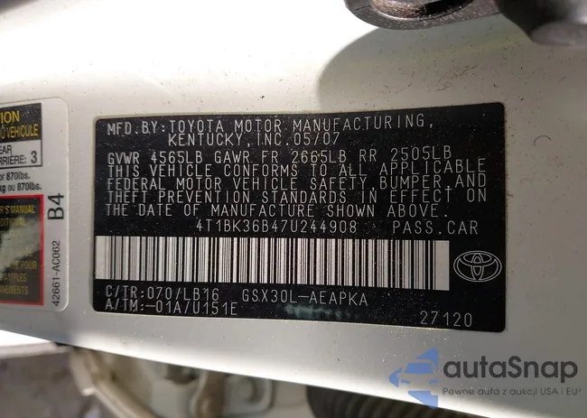 4T1BK36B47U244908: 42165855