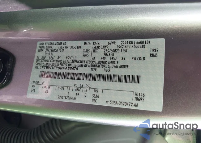 1FTEW1EP9NFA65479: 42165173