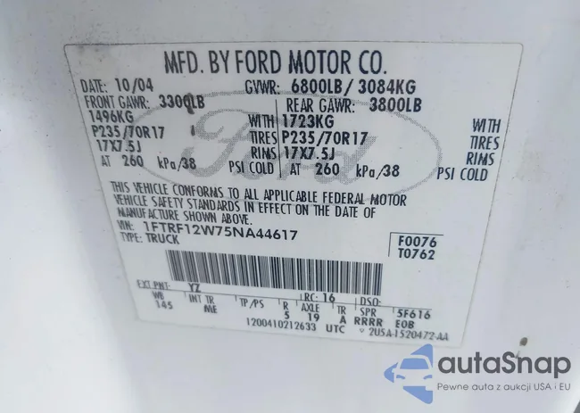 1FTRF12W75NA44617: 42165197