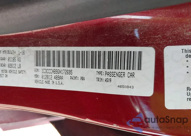 1C3CCCAB9GN172695: 42165225