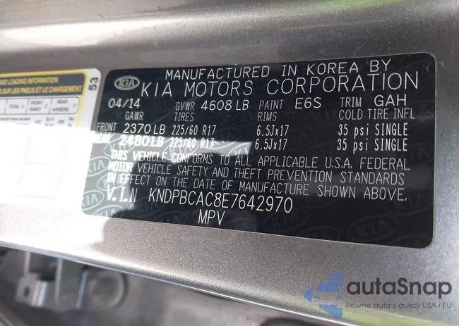 KNDPBCAC8E7642970: 42166778