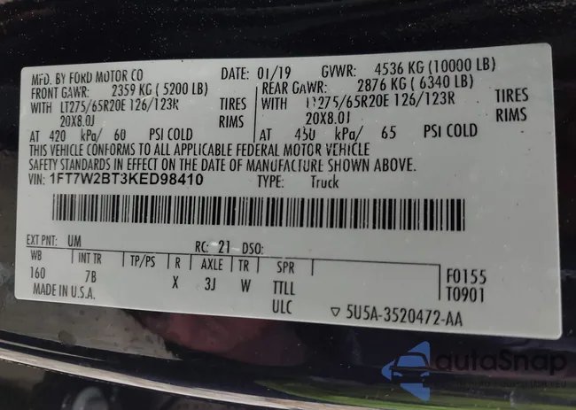 1FT7W2BT3KED98410: 42166835