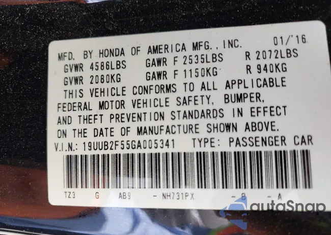 19UUB2F55GA005341: 42166089