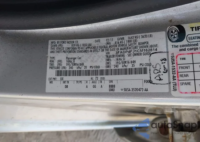 3FADP4FJ1CM162814: 42166189