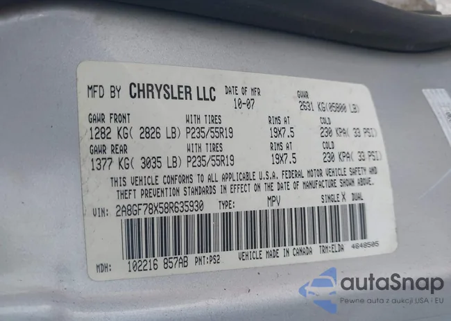 2A8GF78X58R635930: 42166333