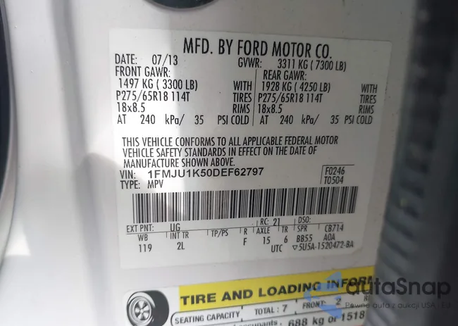 1FMJU1K50DEF62797: 42166421