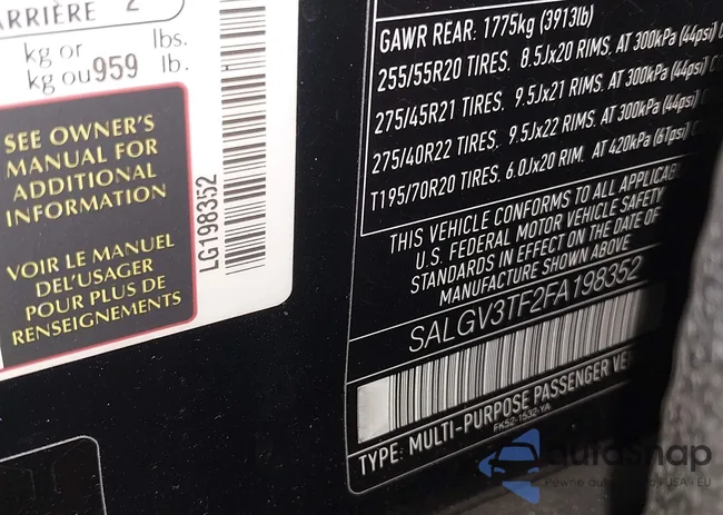 SALGV3TF2FA198352: 42166457