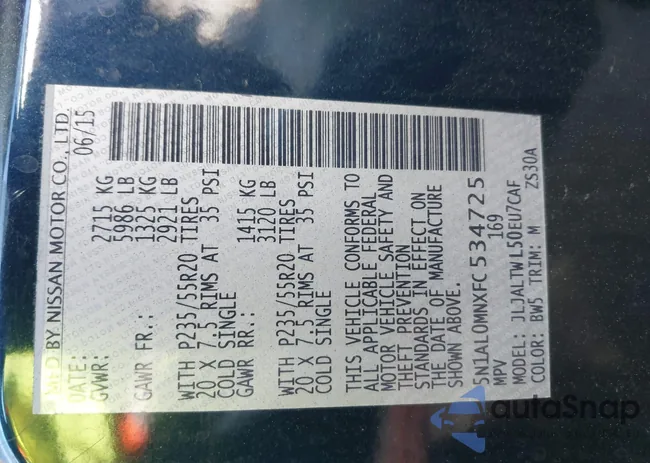 5N1AL0MNXFC534725: 42167485