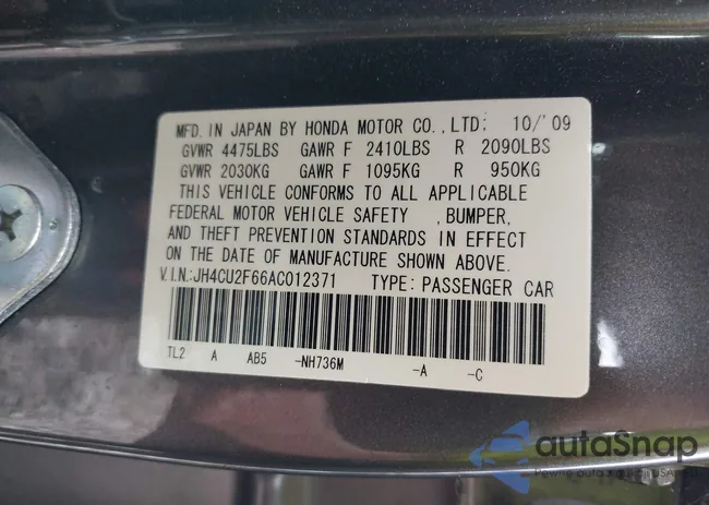 JH4CU2F66AC012371: 42167500