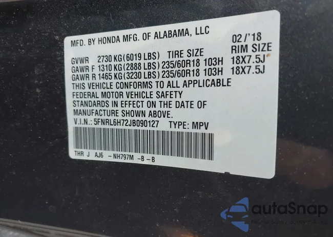 5FNRL6H72JB090127: 42167788