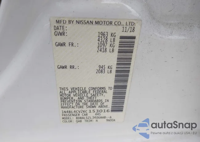 1N4BL4CV2KC153016: 42167818