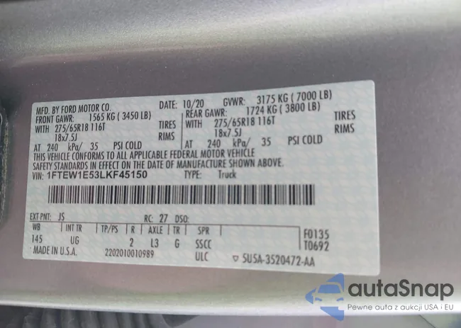 1FTEW1E53LKF45150: 42167227