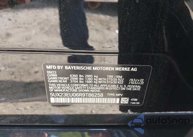 5UX23EU06R9T86258: 42167316