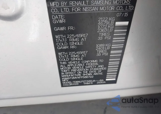 KNMAT2MVXFP586722: 42167319