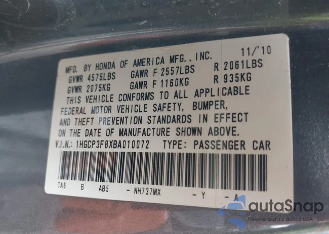 1HGCP3F8XBA010072: 42167336