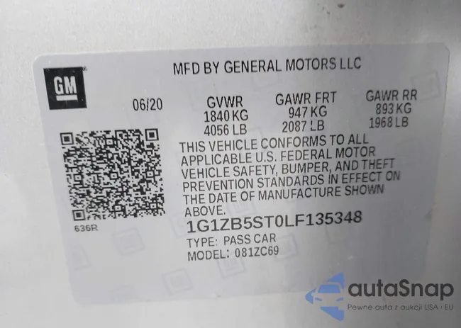 1G1ZB5ST0LF135348: 42167456