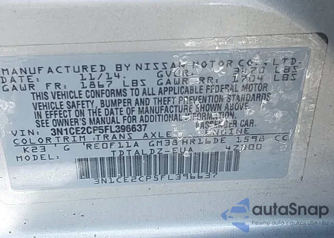 3N1CE2CP5FL396637: 42168525