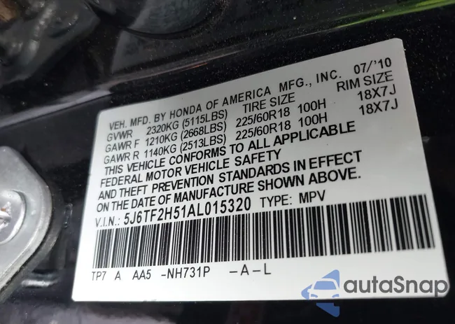 5J6TF2H51AL015320: 42168862