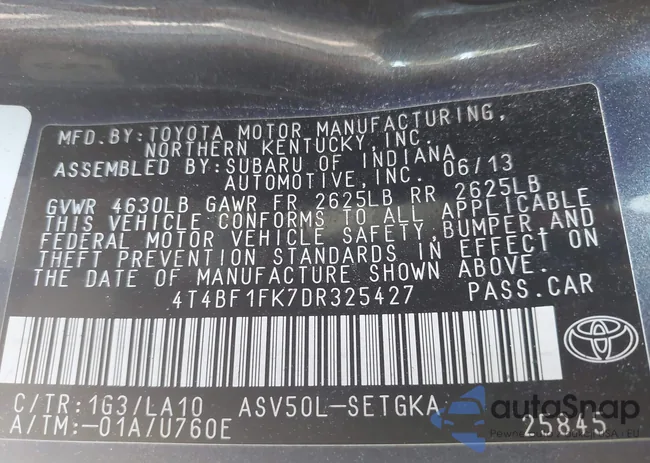 4T4BF1FK7DR325427: 42168878