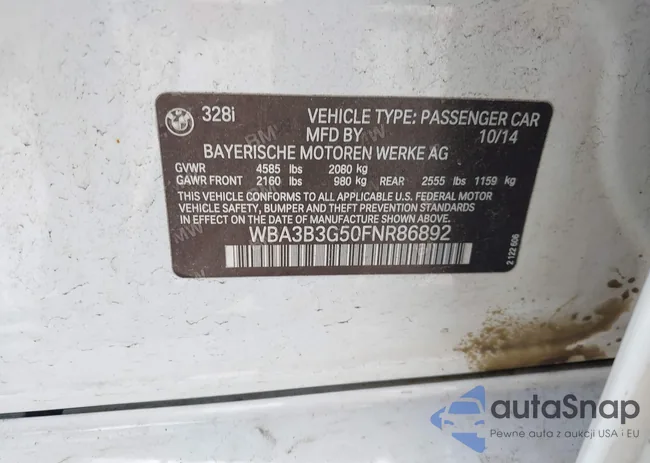 WBA3B3G50FNR86892: 42168889