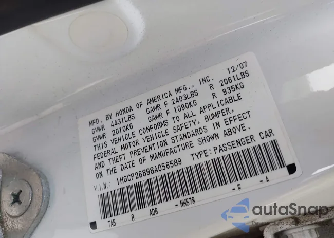 1HGCP26898A056589: 42168176