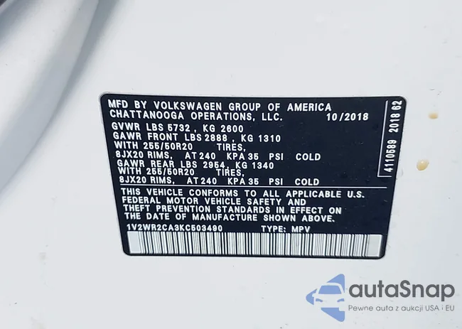 1V2WR2CA3KC503490: 42168340