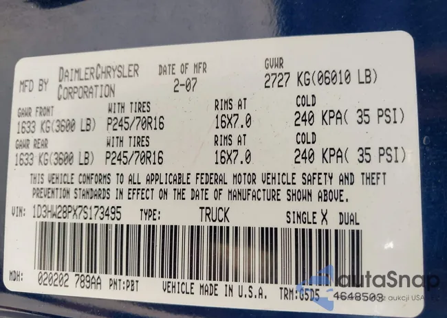 1D3HW28PX7S173495: 42168415