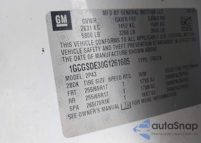 1GCGSDE30G1261605: 42168453