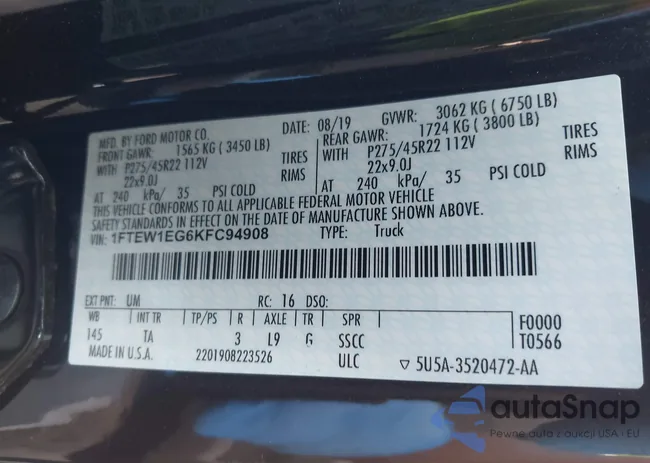 1FTEW1EG6KFC94908: 42169889