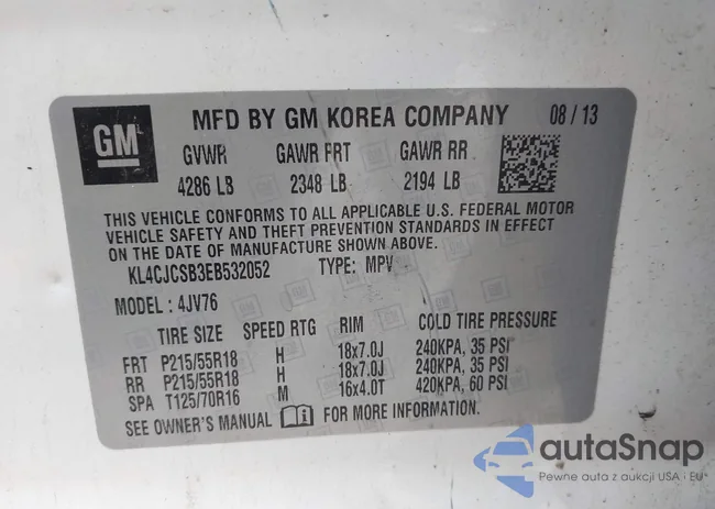 KL4CJCSB3EB532052: 42169899