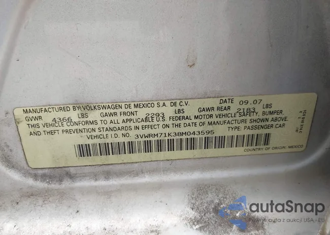 3VWRM71K38M043595: 42169173