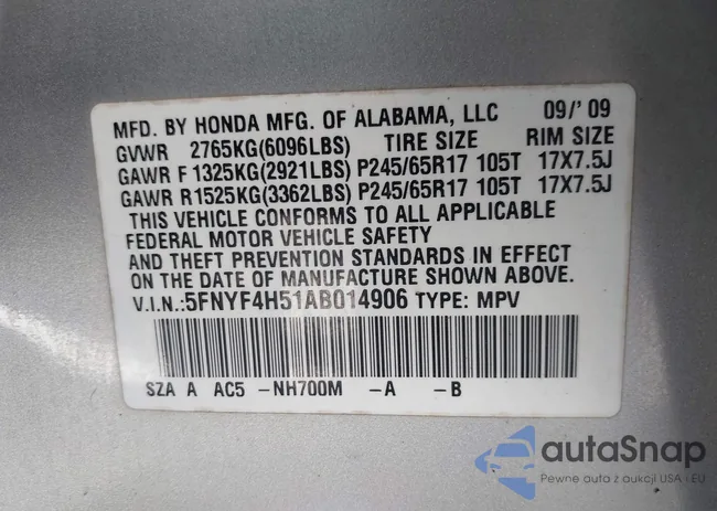 5FNYF4H51AB014906: 42170776