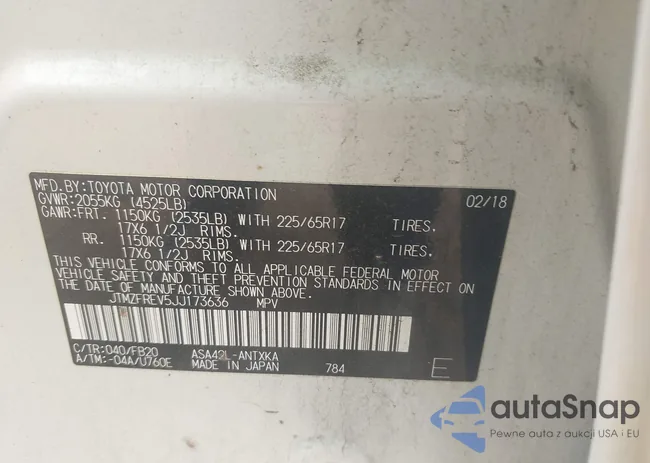 JTMZFREV5JJ173636: 42170099