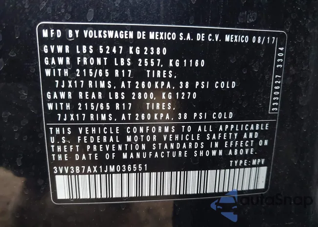 3VV3B7AX1JM036551: 42170151