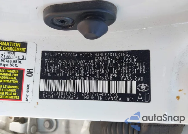 2T1BURHE6GC715530: 42170289