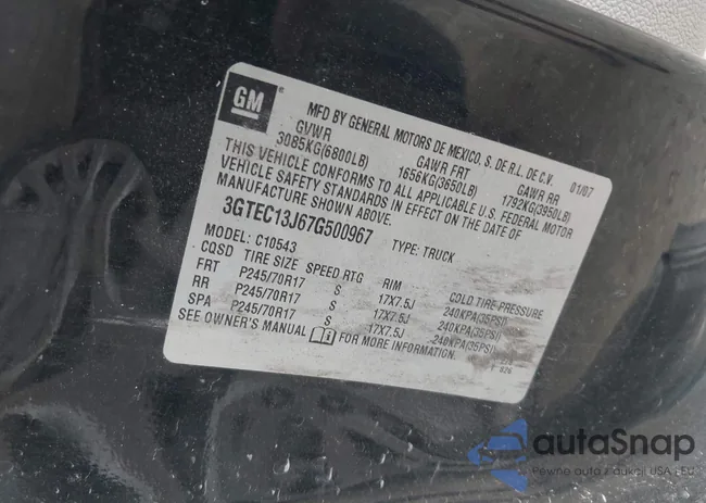 3GTEC13J67G500967: 42170333