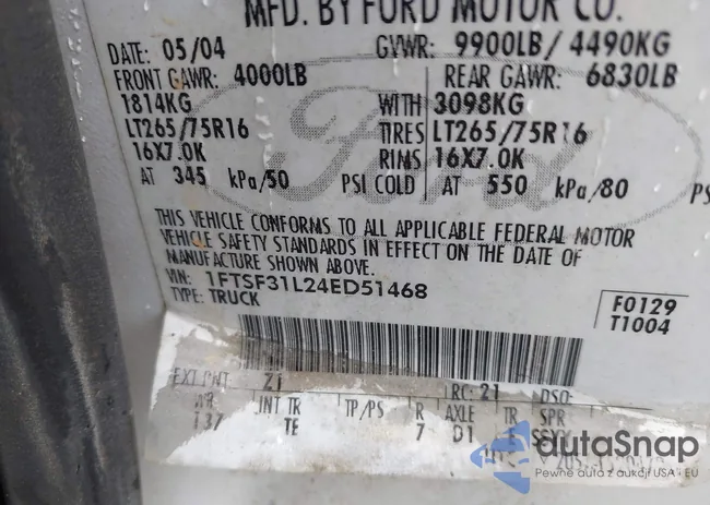 1FTSF31L24ED51468: 42170437